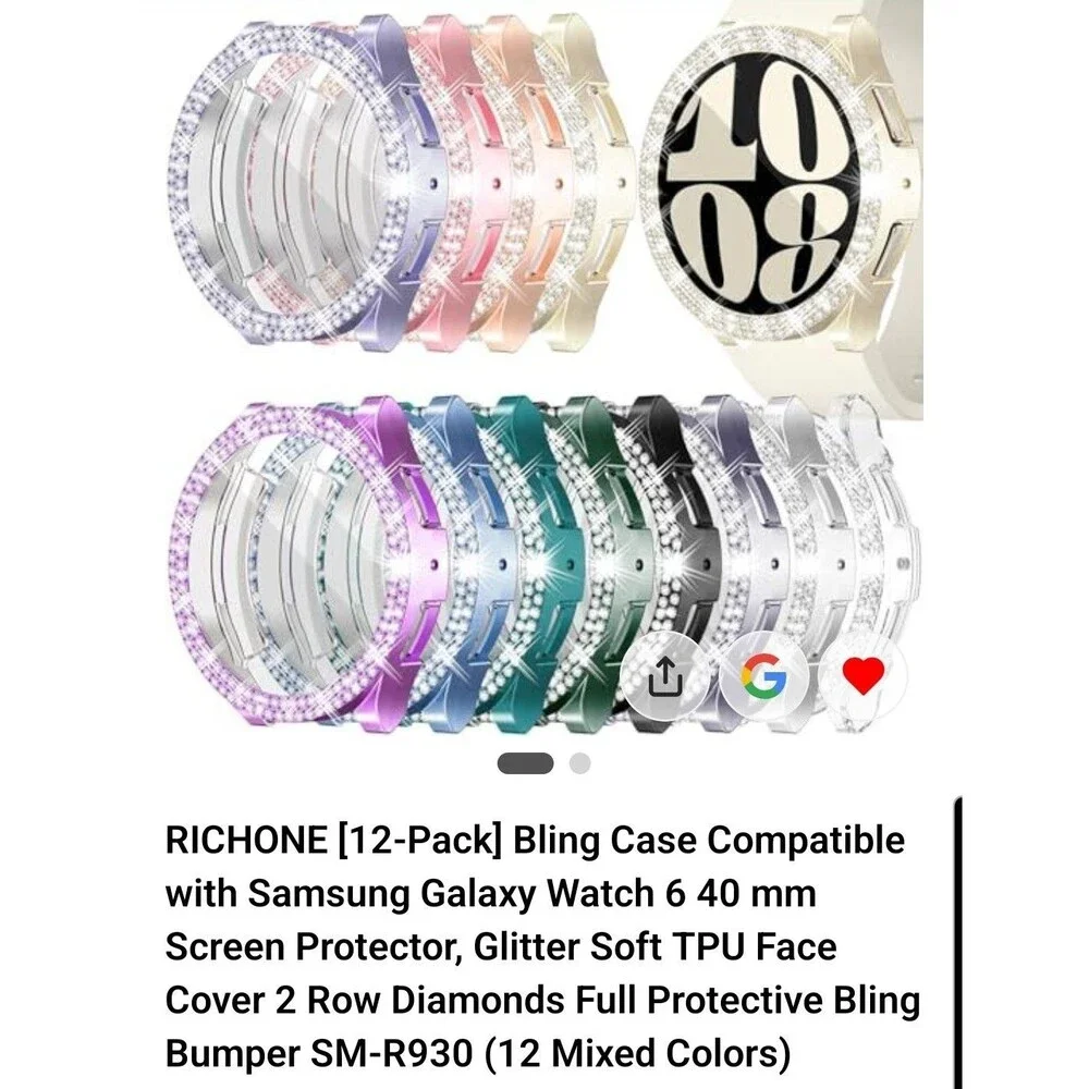 RICHONE 12-Pack Bling Glitter Case + Screen Protector Samsung Galaxy Watch6 40mm